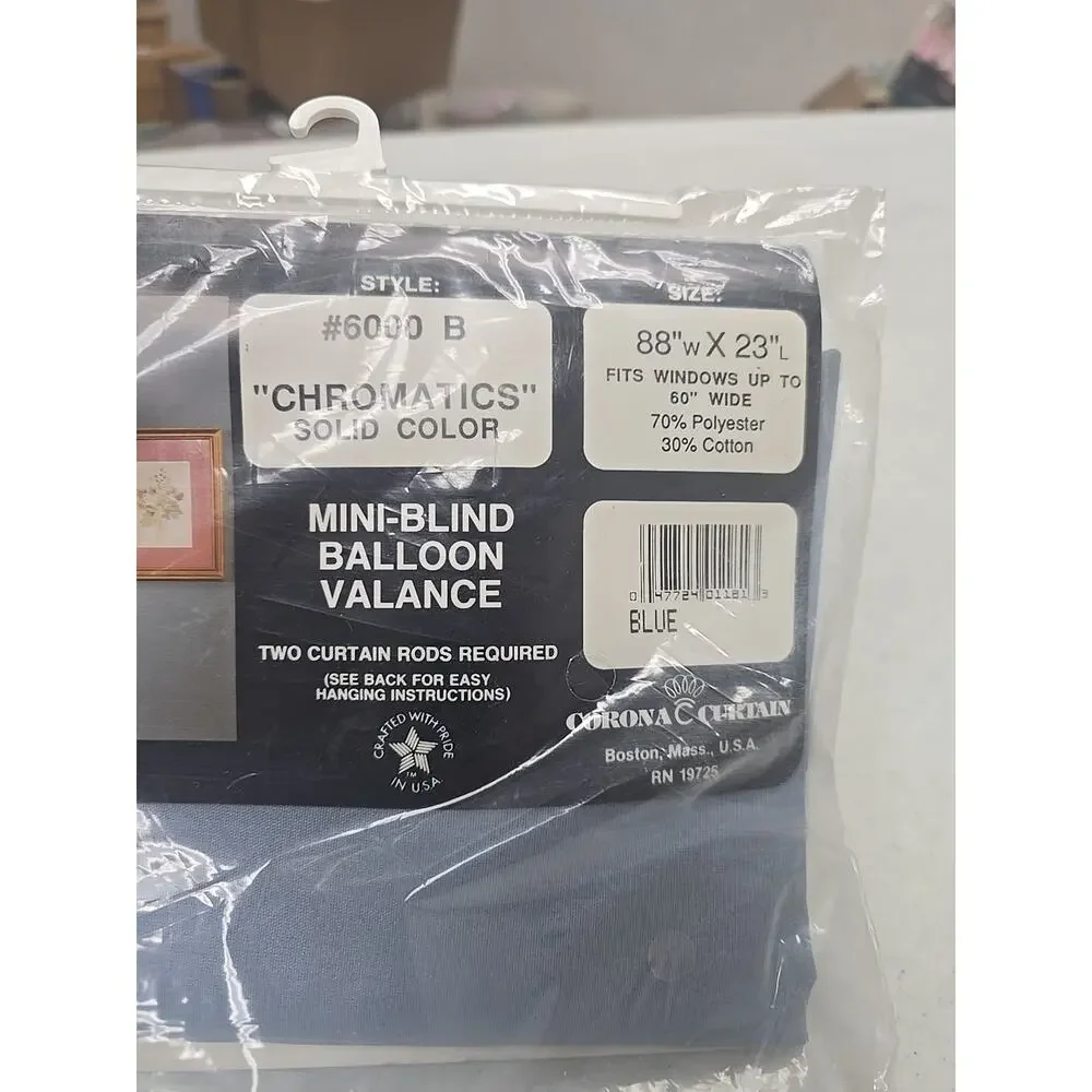 NEW Vintage Corona Curtain Blue Mini-Blind Balloon Valance Drape Curtain 88